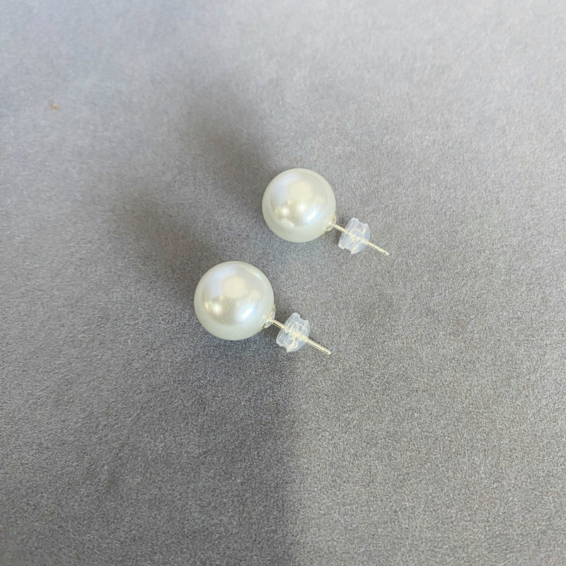 Circle Pearl Sterling Sier Ear Bright Earrings