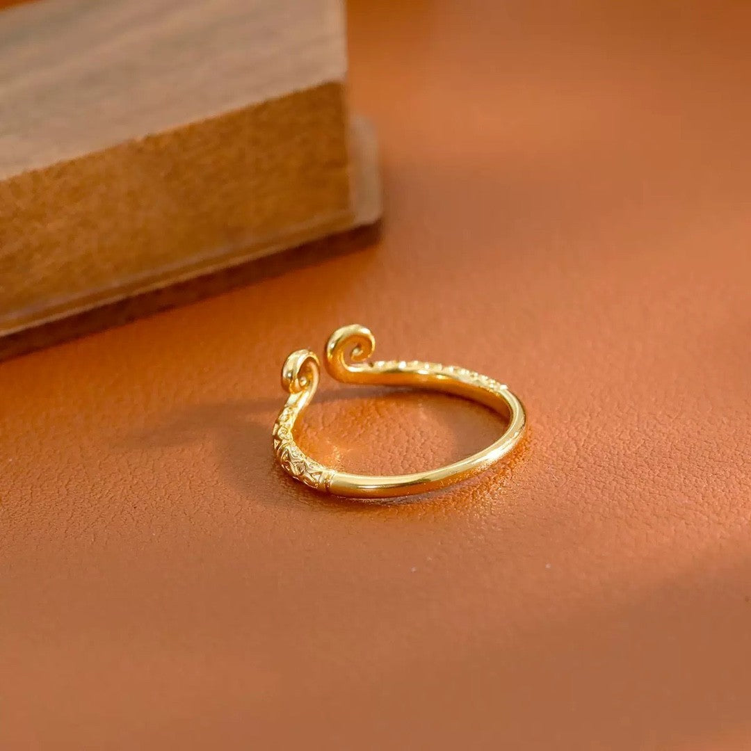 Women's & Men's Black Myth Hoop Charm Simple Adjustable Opening Ring