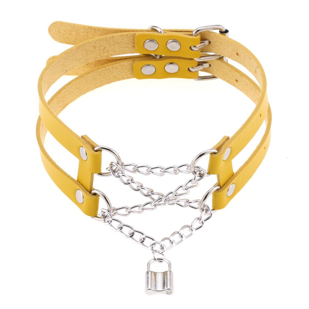 Temperament Double Row Line Chain Brain Teaser Neckband Sexy Lock Necklaces