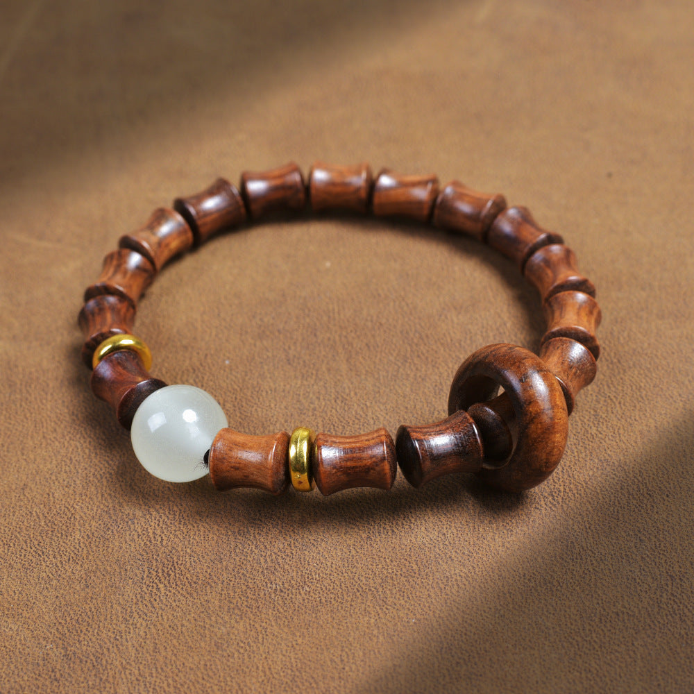 Women's & Men's Retro Style Green Sandalwood Bamboo Festival High-rise Holding Bracelet