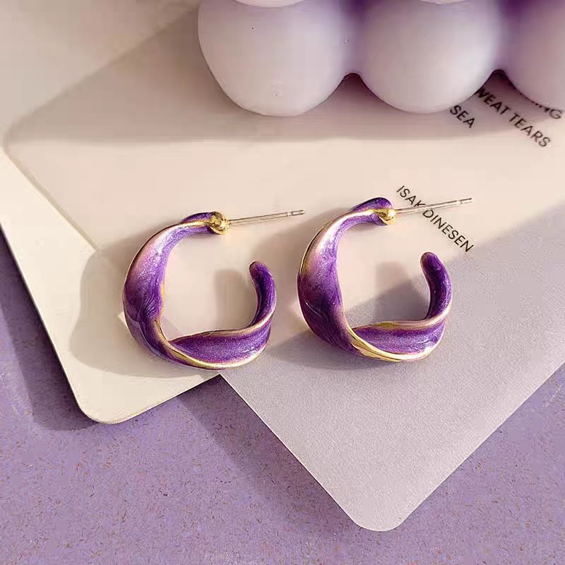 Women's Fairy Sweet Potato Purple Blue Pink High-grade Temperament Stud Earrings
