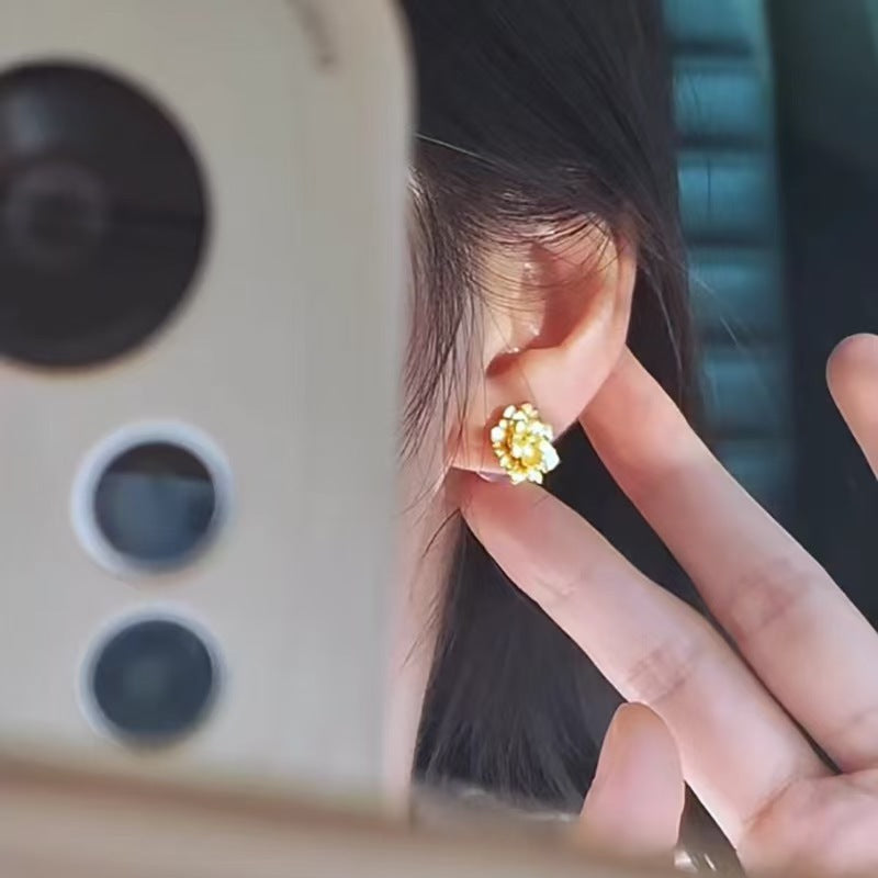 Women's Peony Flower For Versatile High Sense Earrings