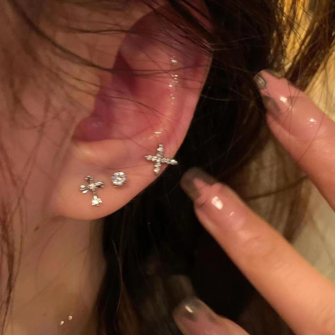 Great Value Super Flash Cross Beautiful Stud Earrings