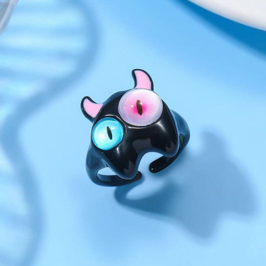 Devil's Eye Cartoon Cute Monster Niche Rings