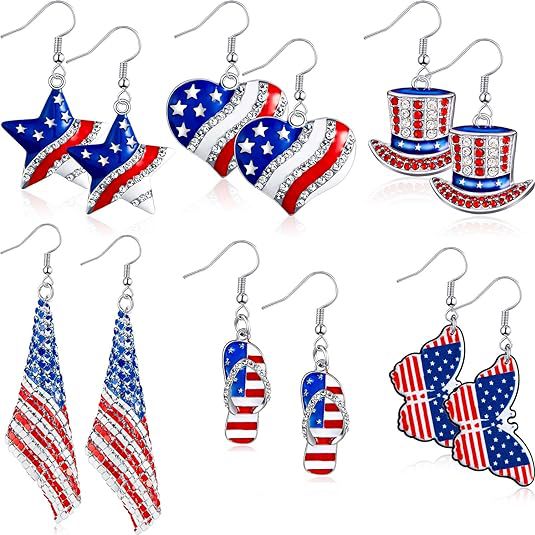 Graceful Popular Independence Day Flag Heart-shaped Earrings