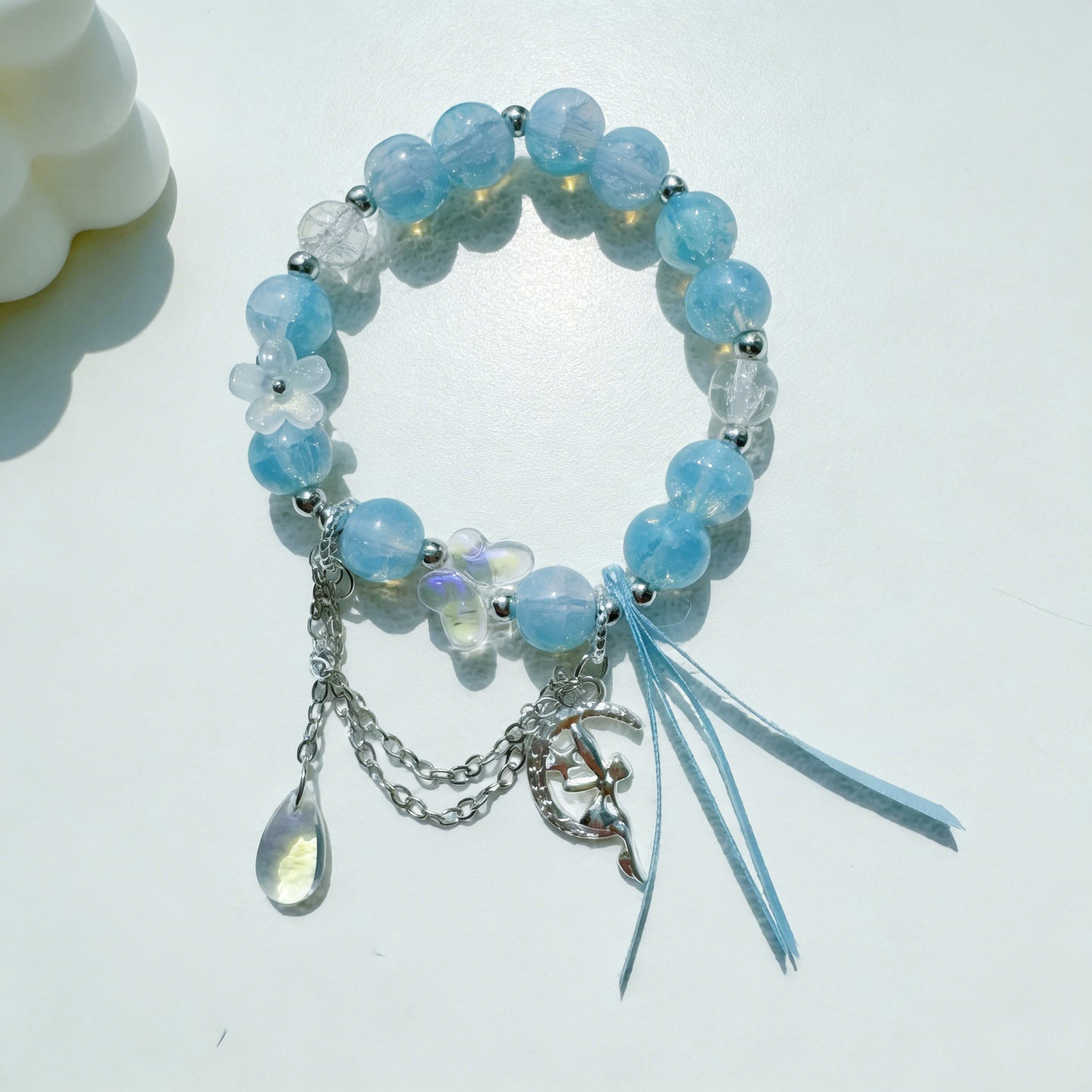 Chinese Style Butterfly Ribbon Glass Female Summer Niche Hot Flower Bracelet