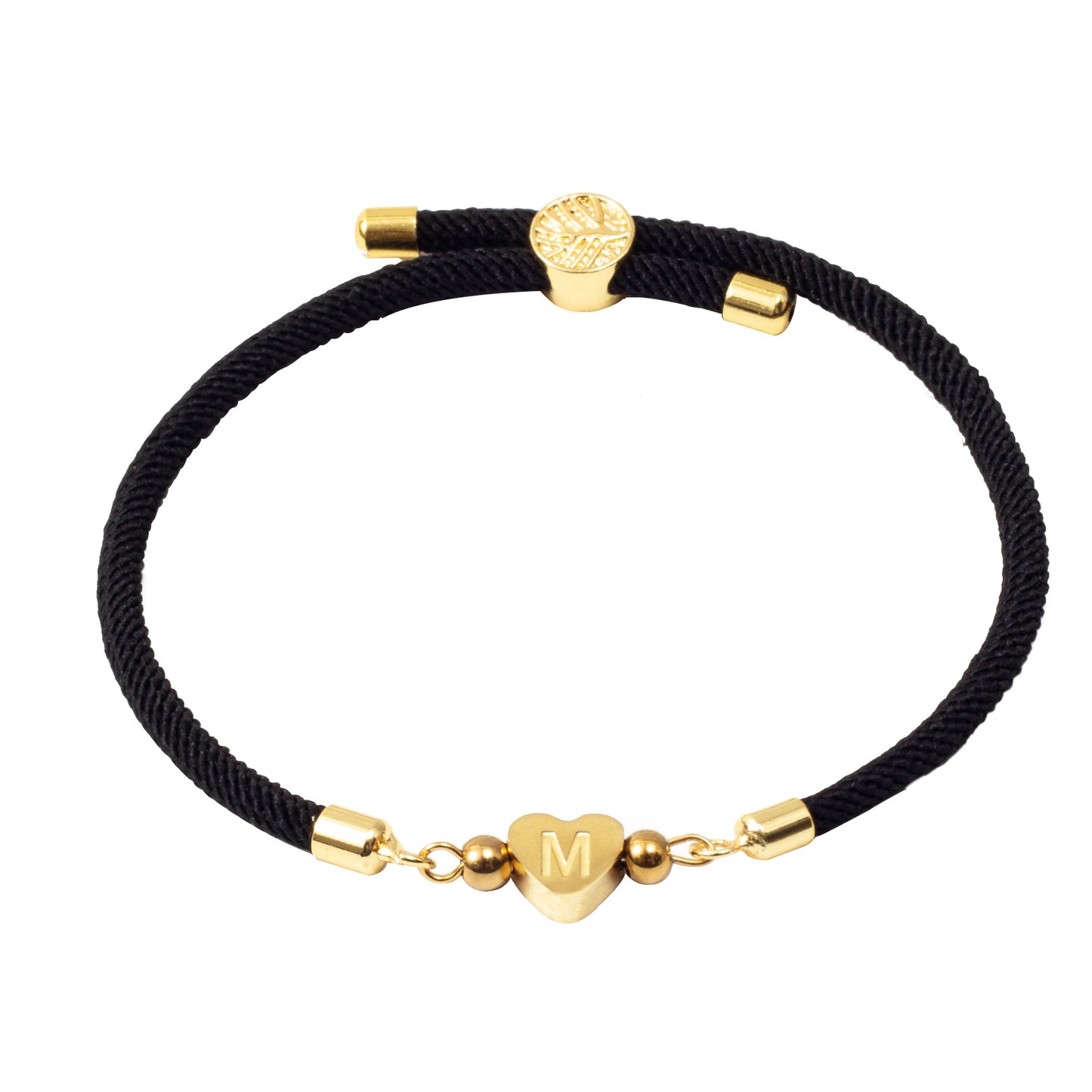 Women's Classic Heart Initial Letter Adjustable Colored Bracelets