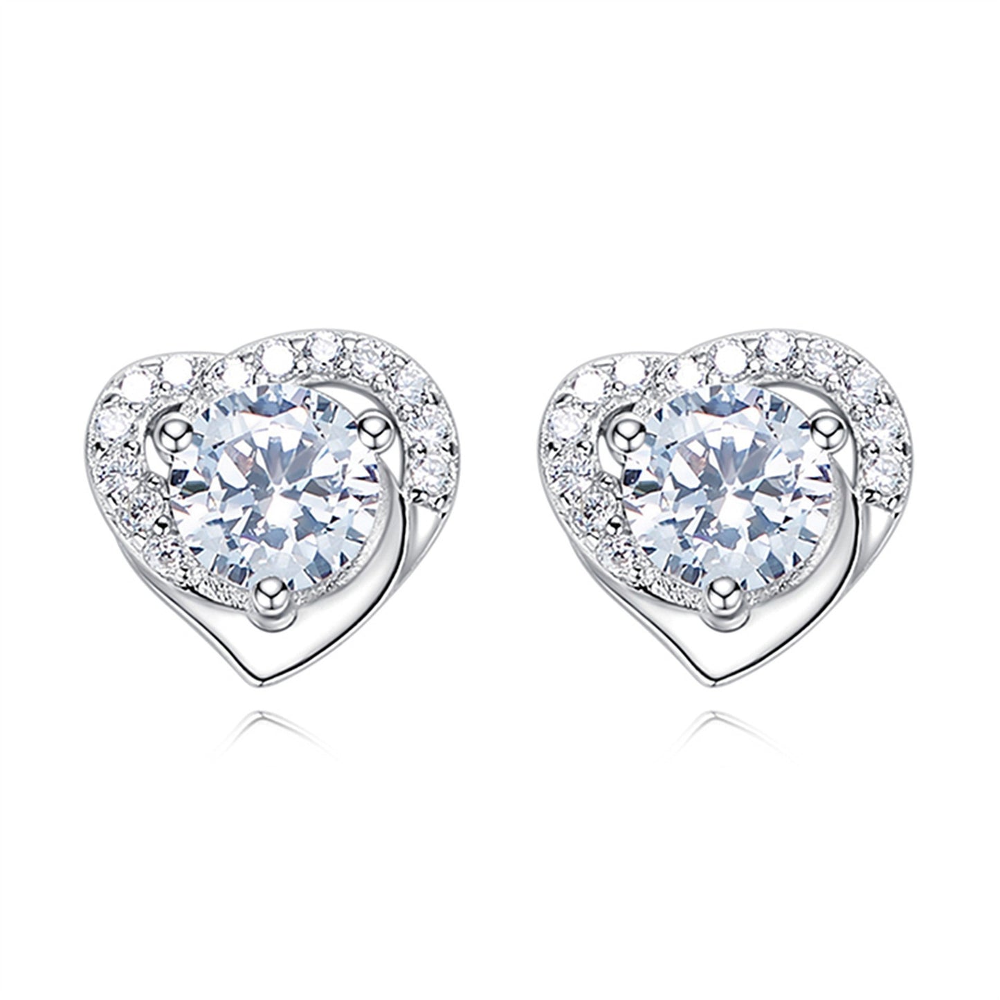 Moissanite Ear Female With Hearts Sterling Earrings