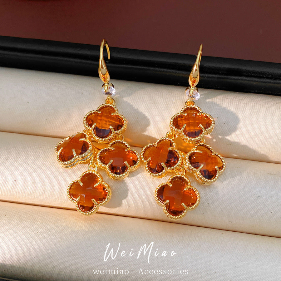 Zircon Flower Tassel Vintage Light Luxury Ear Hook