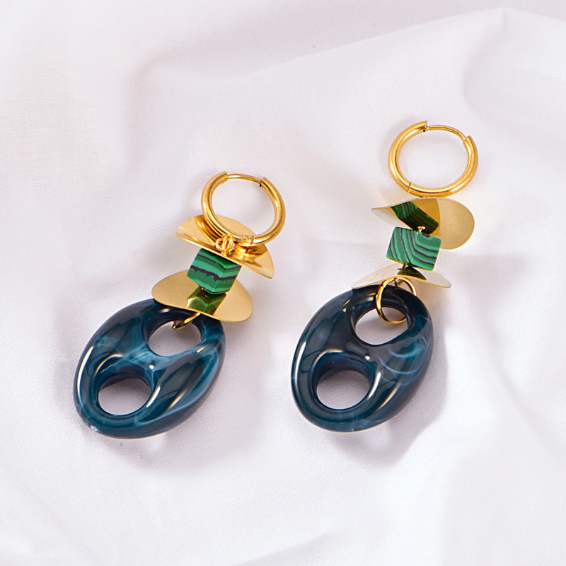 Gold Color Resin Buckle Light Luxury Jewelry Set