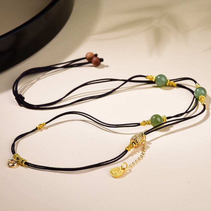 Chinese Natural Jade Rope Hand-woven Light Luxury Universal Chain Necklace