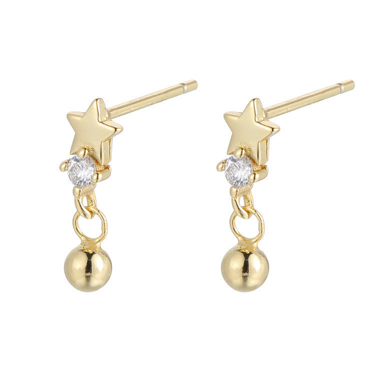 Sier Pentagram High-grade Star Zircon Ear Rings