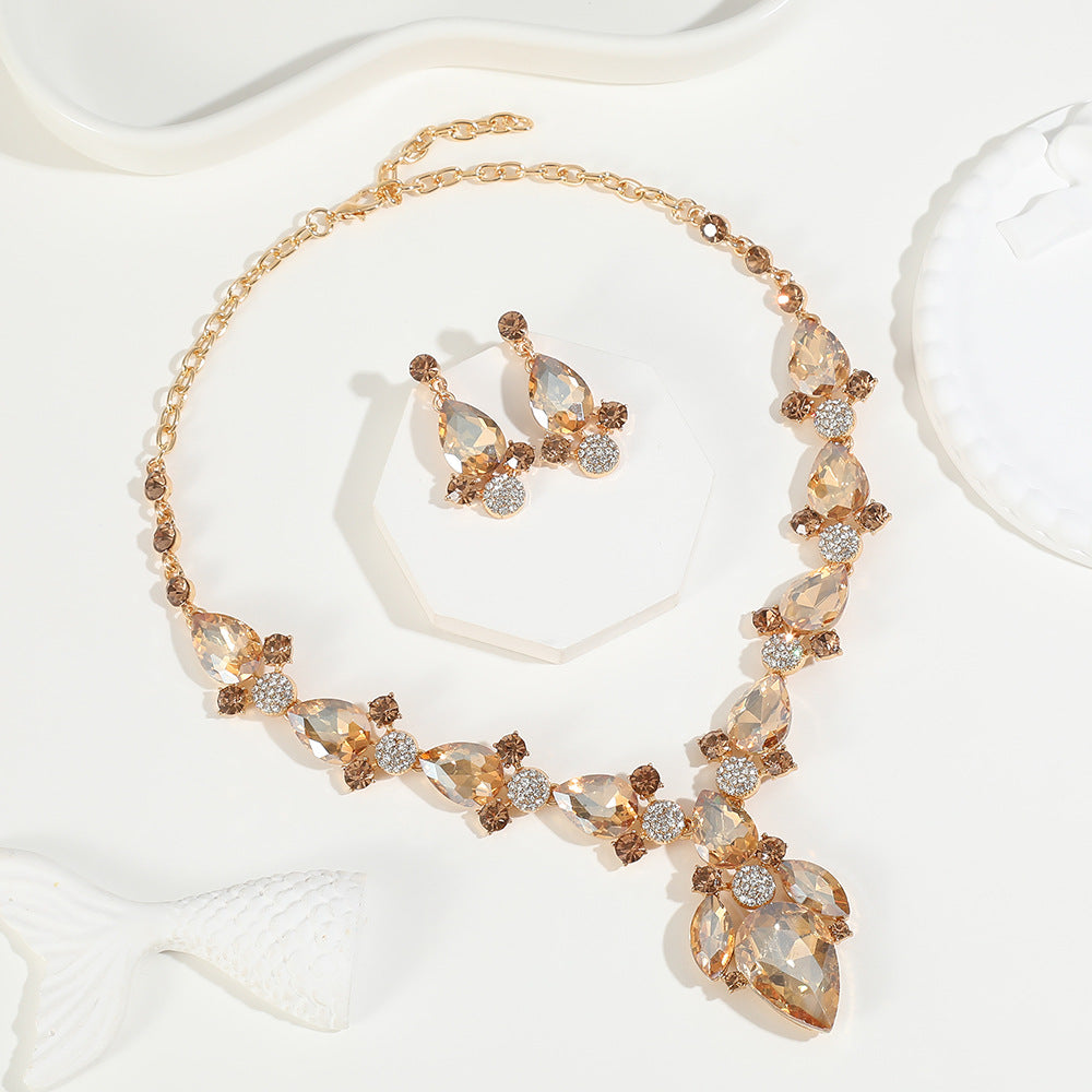 Fashion Suit Exaggerated Crystal Two-piece Alloy Rings