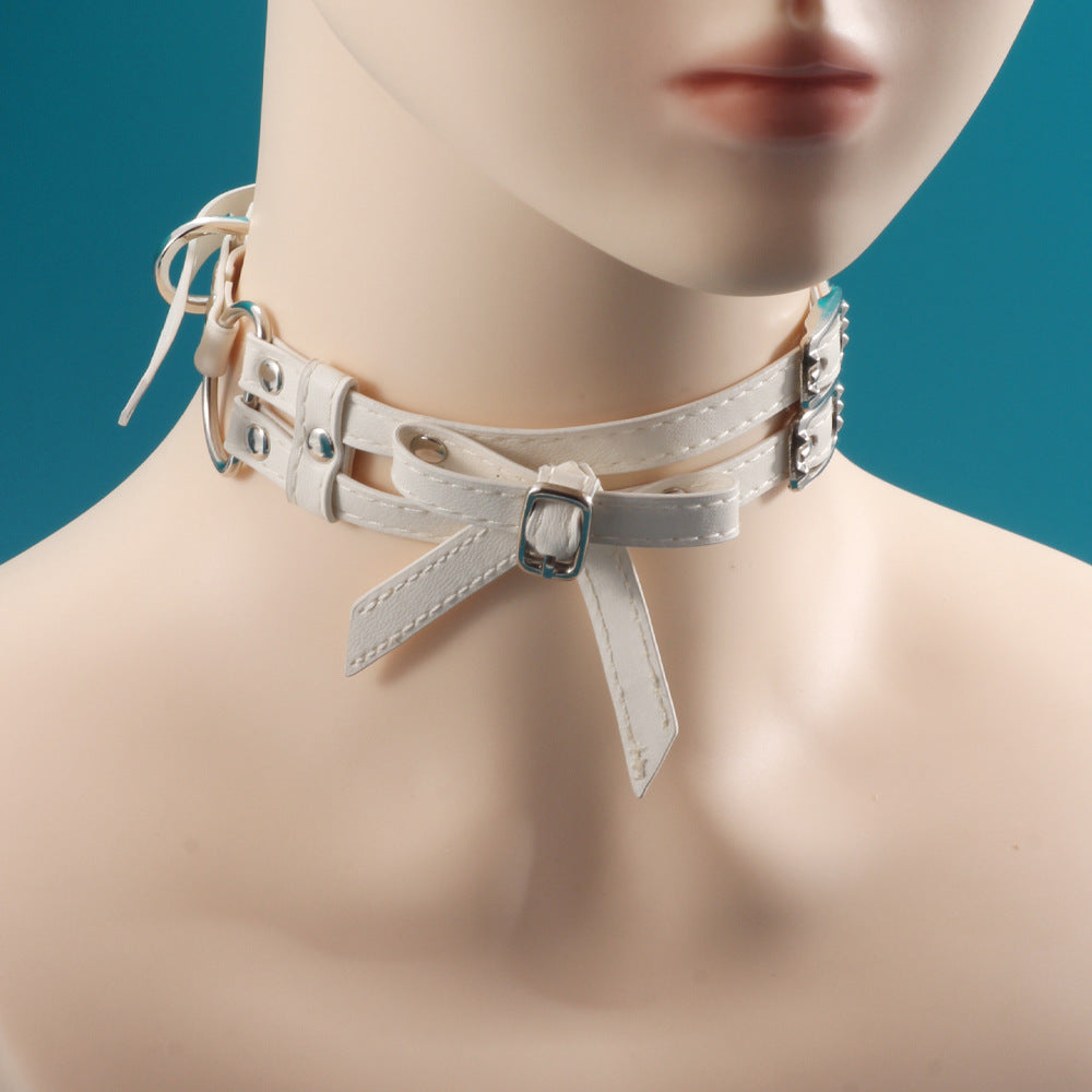 Women's Trendy Neck White Black Double Layers Collar