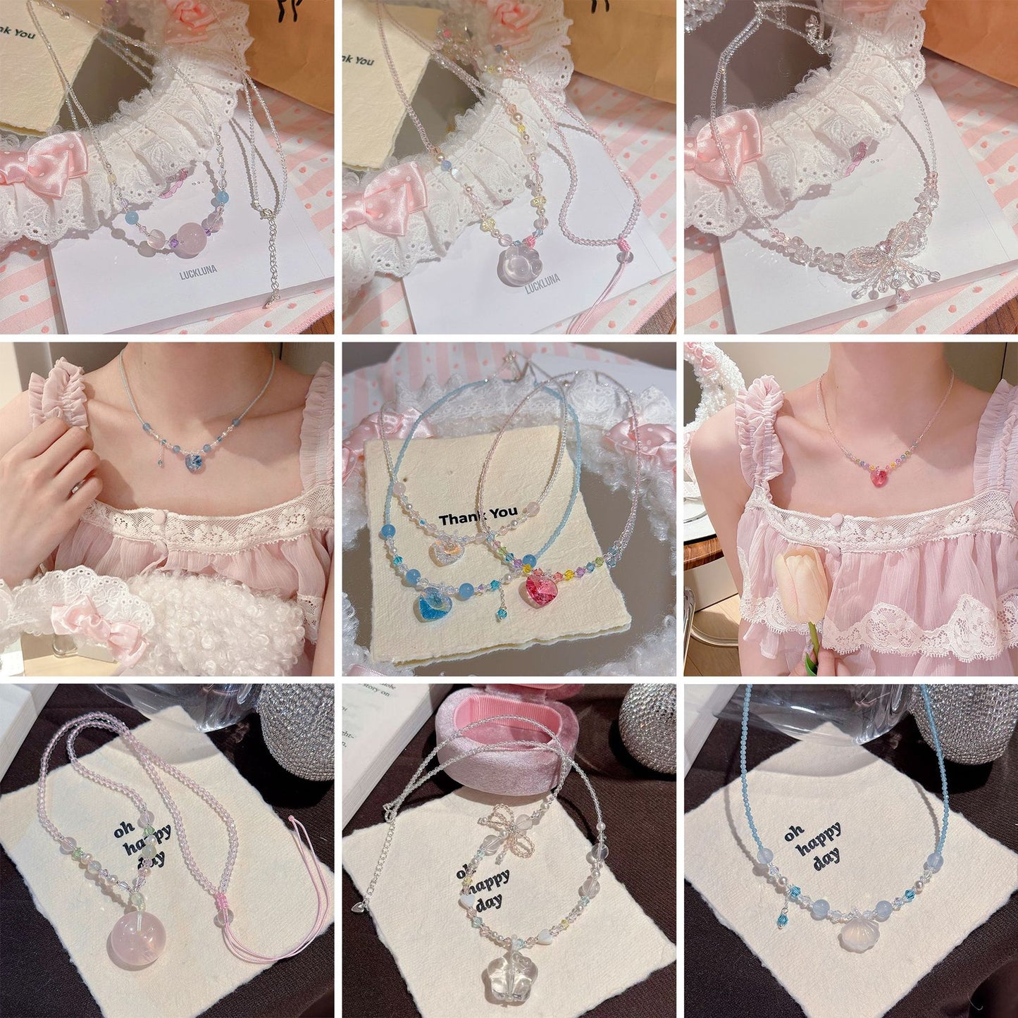 Crystal Series Light Luxury Minority High Sense Indie Sweet Cute Necklaces