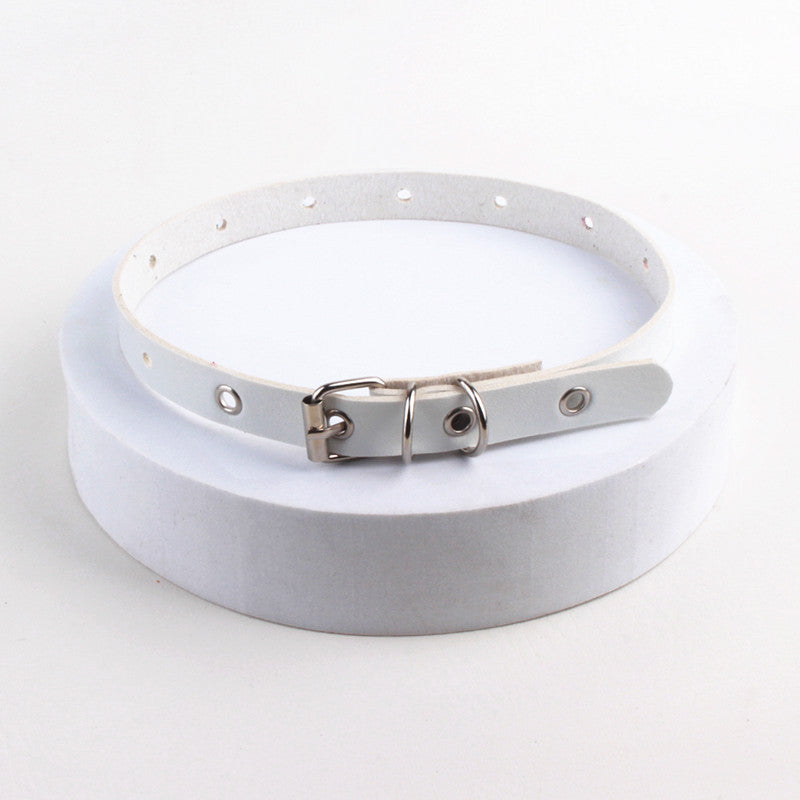 Punk Flat Buckle Leather Vintage Street Shot Necklet Neckband Korean Collar