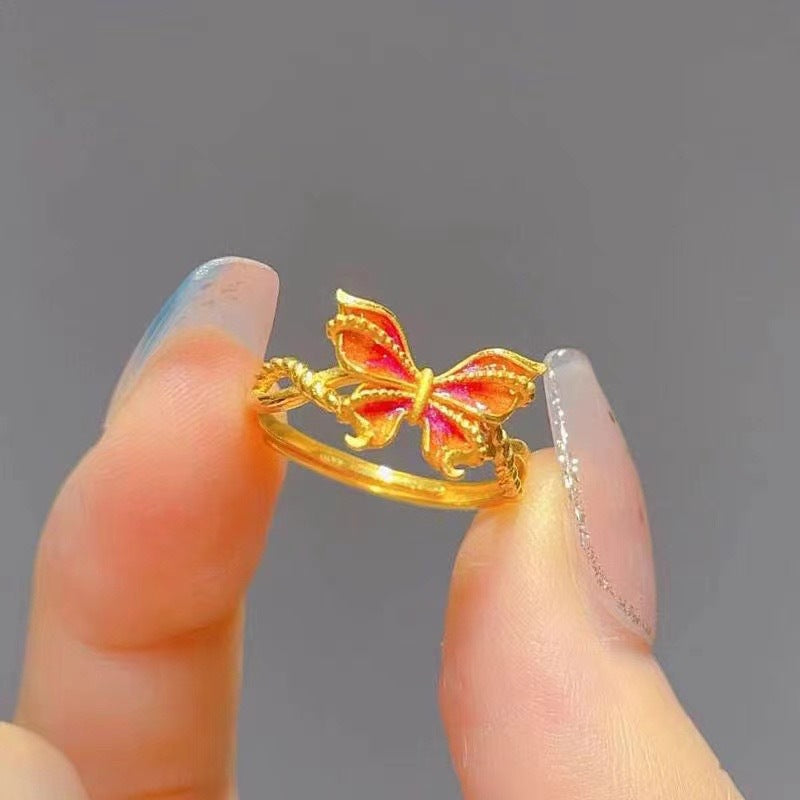 Gold Lucky Four-leaf Clover Opening Adjustable Rings