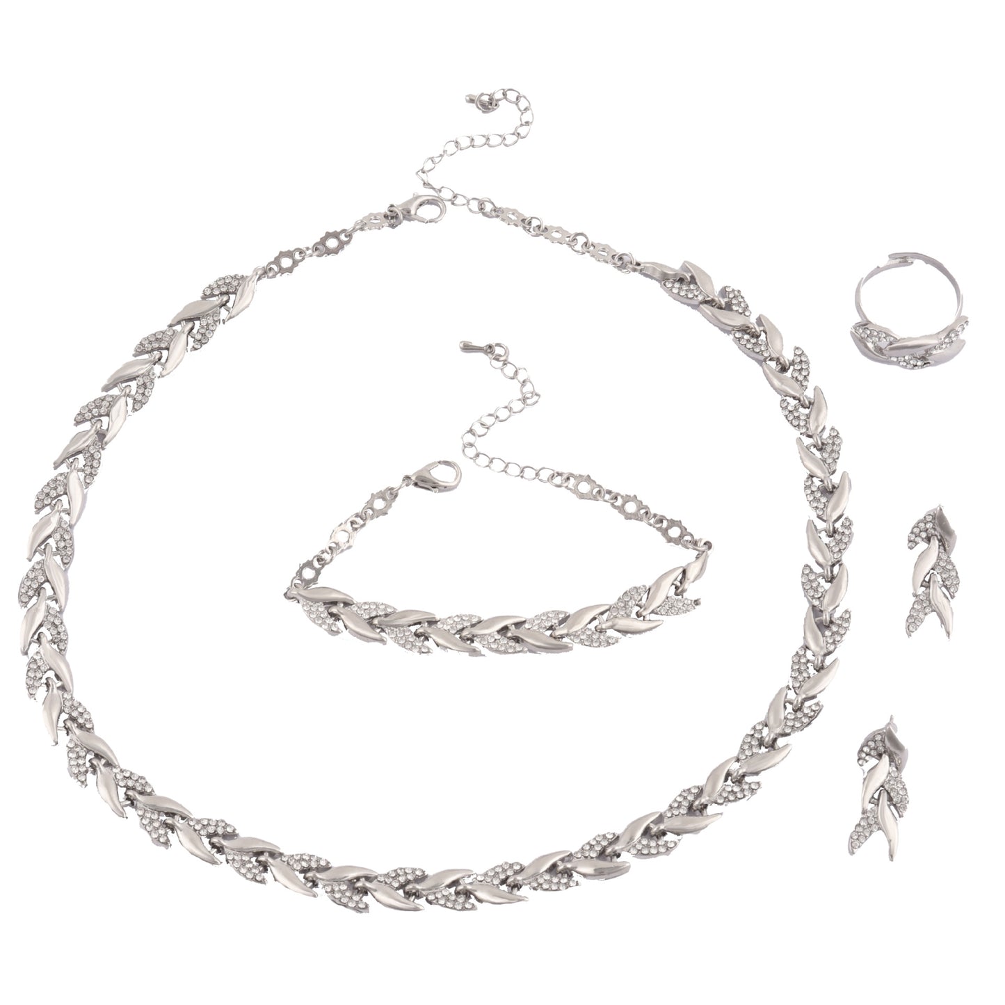 Affordable Luxury Willow Leaf Diamond Fishtail Jewelry Set