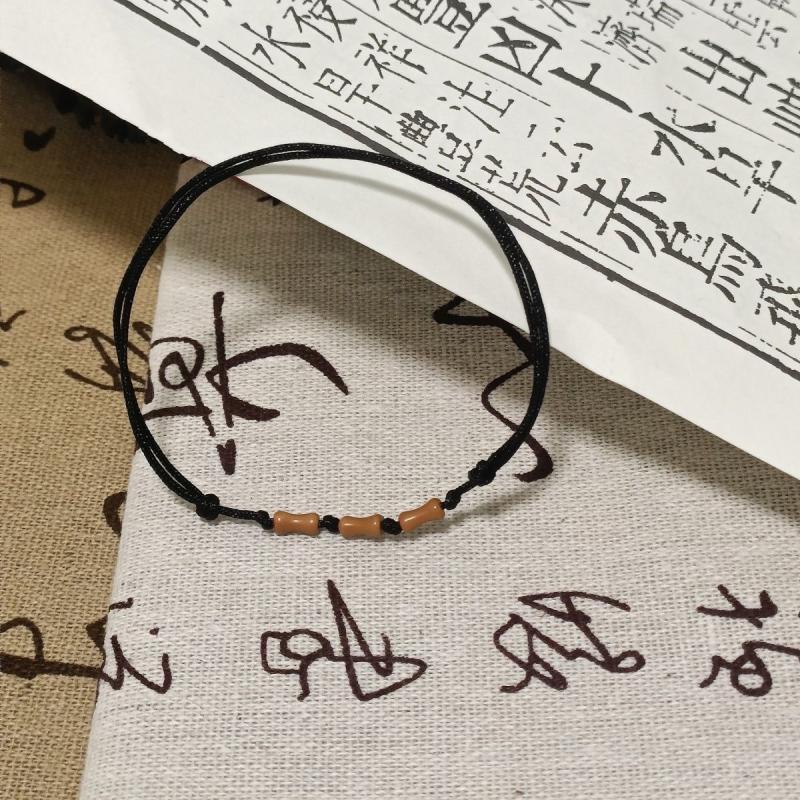 Peach Bamboo Joint Red Rope Woven Postgraduate Entrance Bracelets