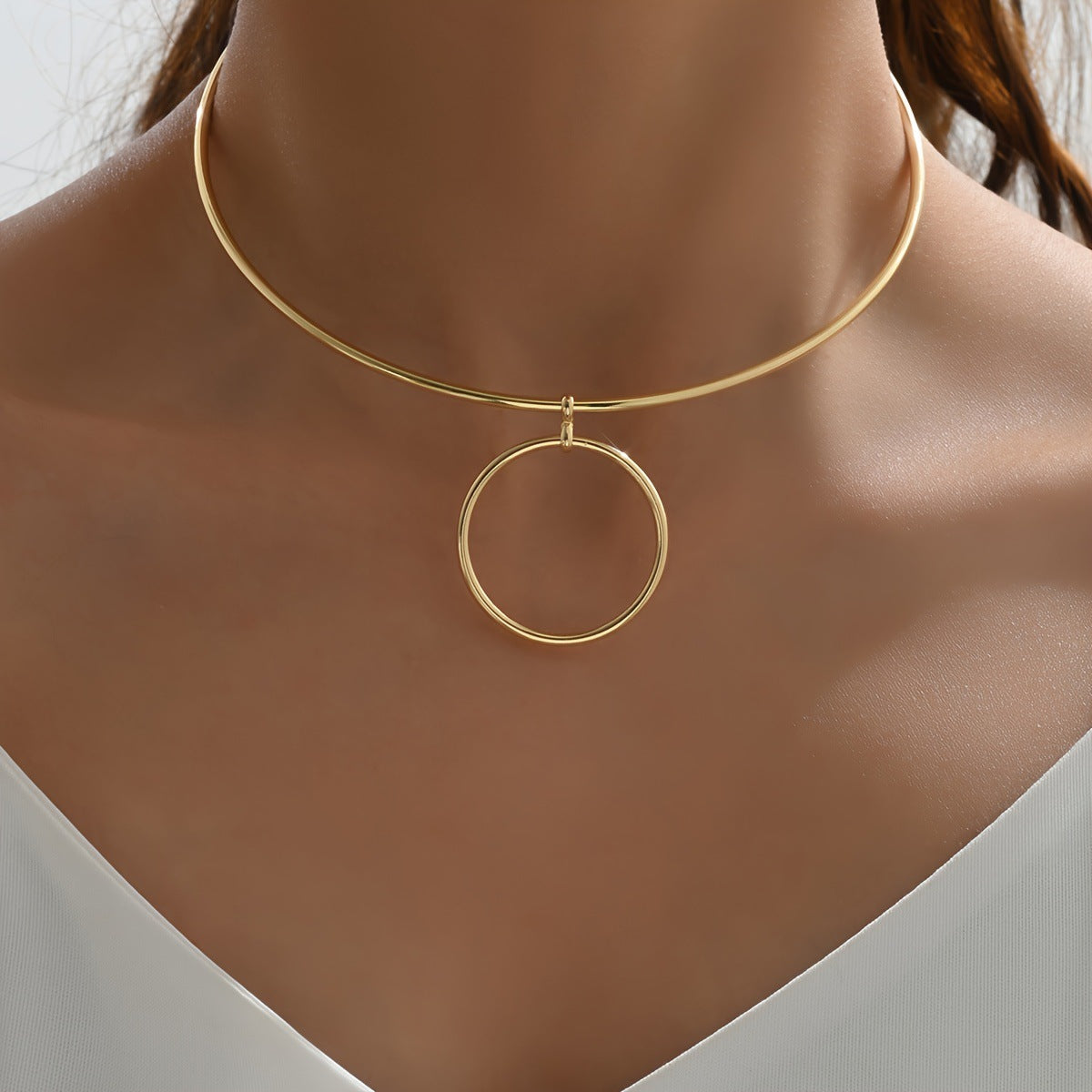 Metal Circle Gold Sier Elegant Personality Couple Collar
