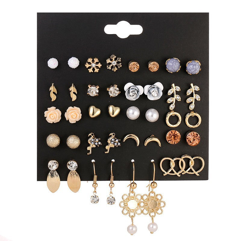 Metal Irregular Geometry Pairs Earings Vintage Pearl Earrings