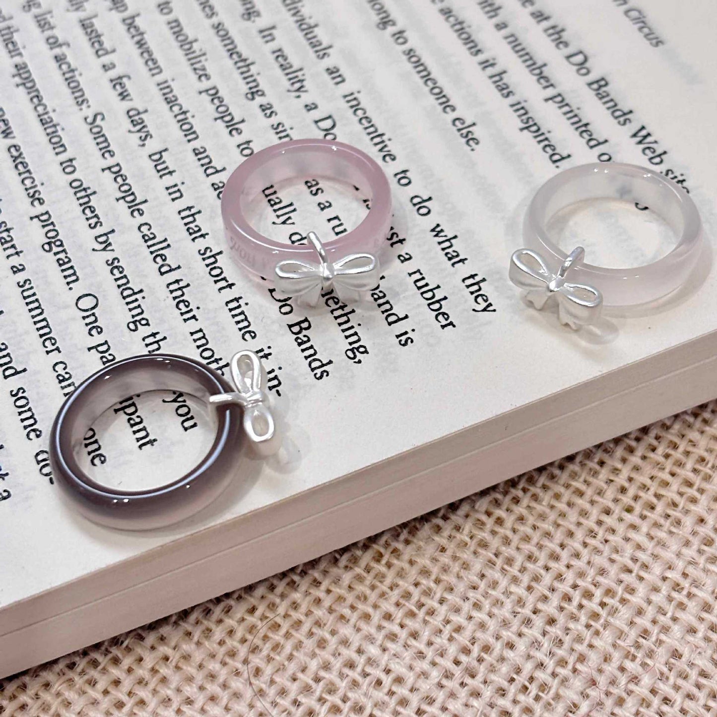 Sweet Sier Bow Chalcedony Female Niche Personality Stylish Ring