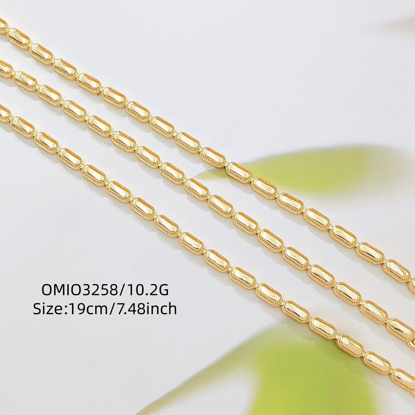 Gold Texture Rectangular Bamboo Glossy Stitching Bracelet