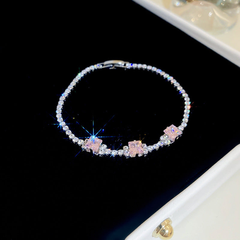 Pink Zircon Geometric Round Pull-out Retro Minority Elegant Bracelets