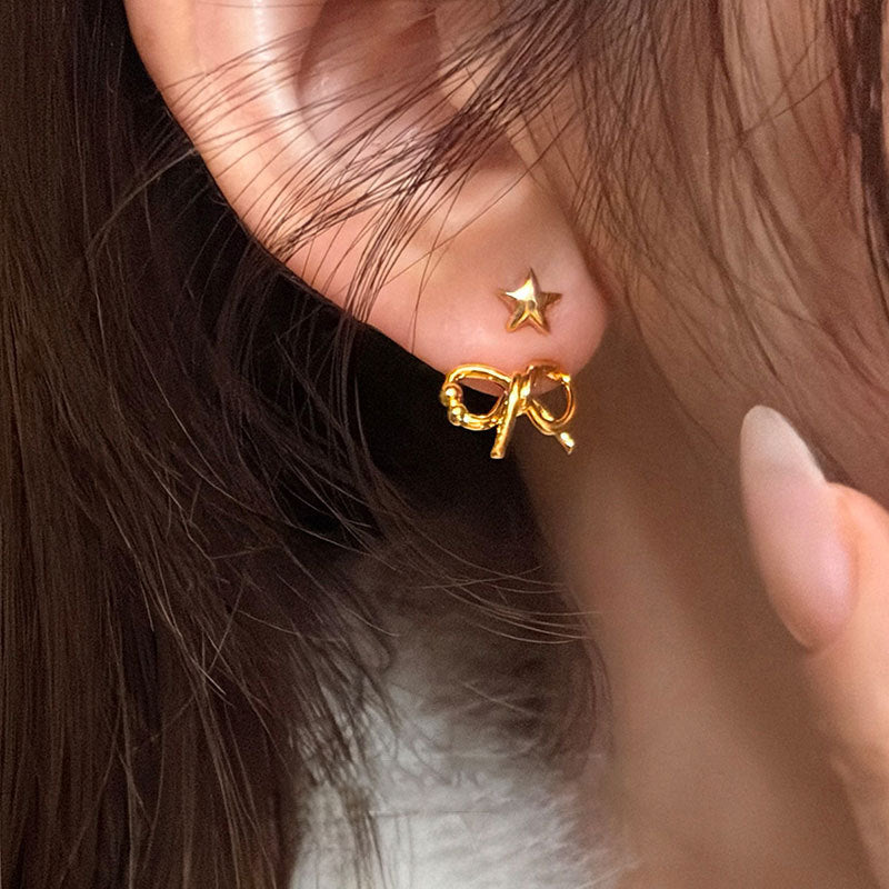 Women's Front Rear Wear Bow Small Refined Personalized Sweet Trendy Earrings