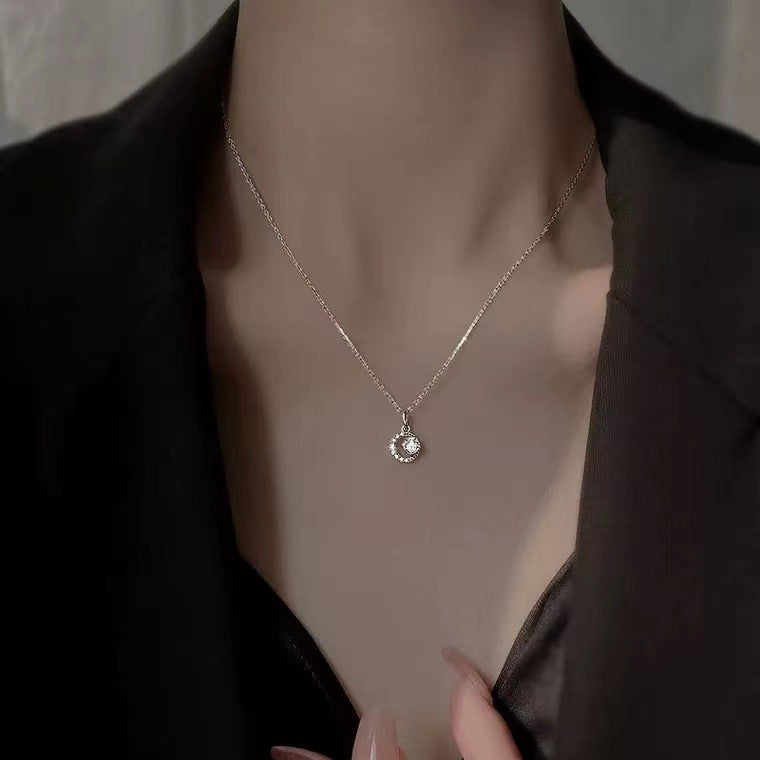 Women's Crescent Shiny Zircon For Light Luxury Necklace