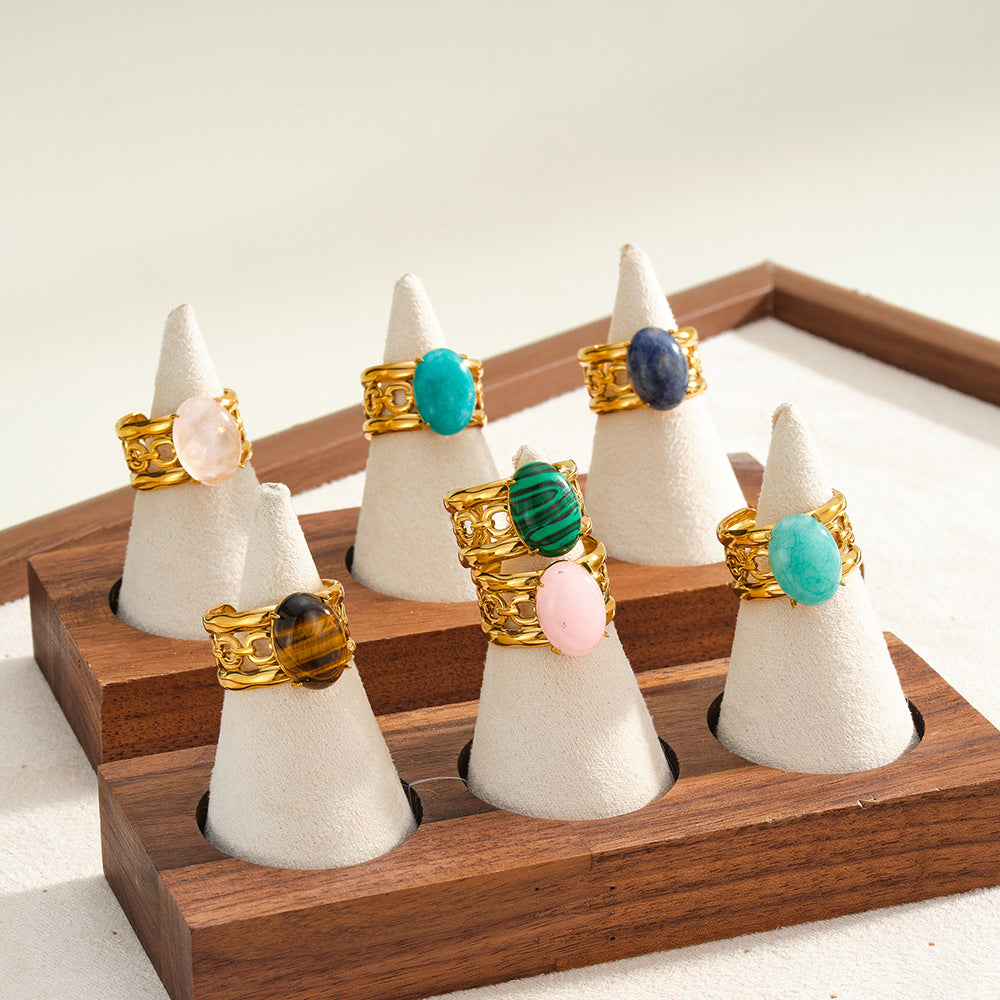 Women's Steel With Natural Stone Fashion Geometry Ring