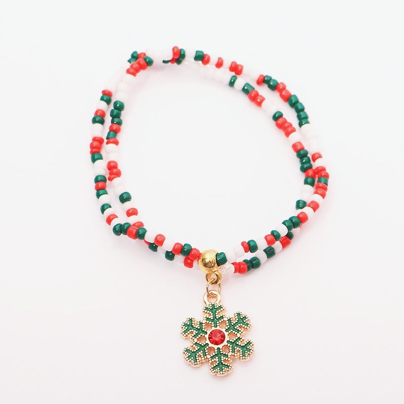 Santa Elk Bell Christmas Tree Beaded Bracelets