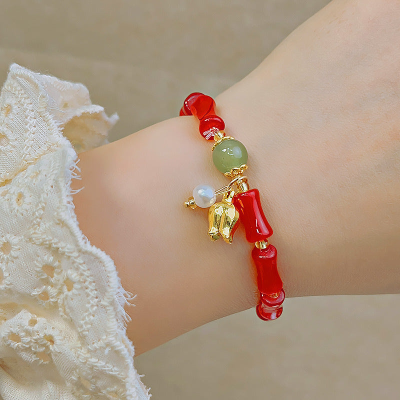 Glass Beaded Female Sweet Lily Gift Bracelets