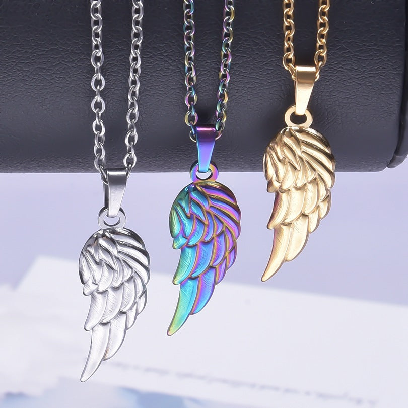 Color Golden Wings Stainless Steel Electroplating Mirror Necklace