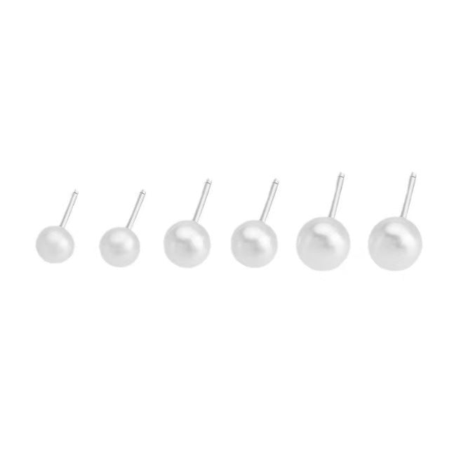 Gentle Perfect Circle Pearl Earings Mini Temperament Simple Rings