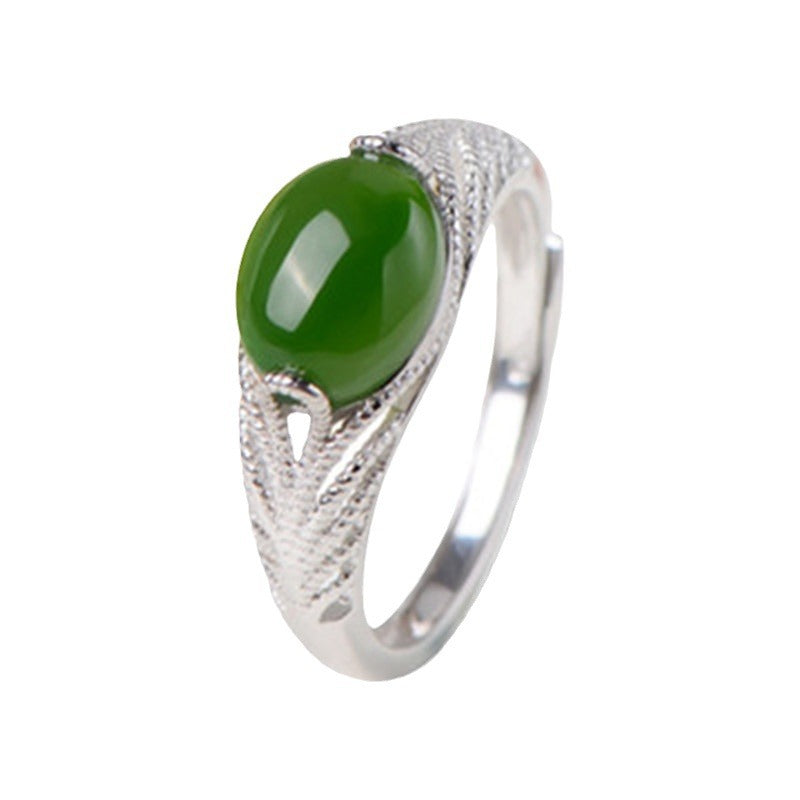 Women's Imitation Jade Ruby Emerald Open Hipster Ring