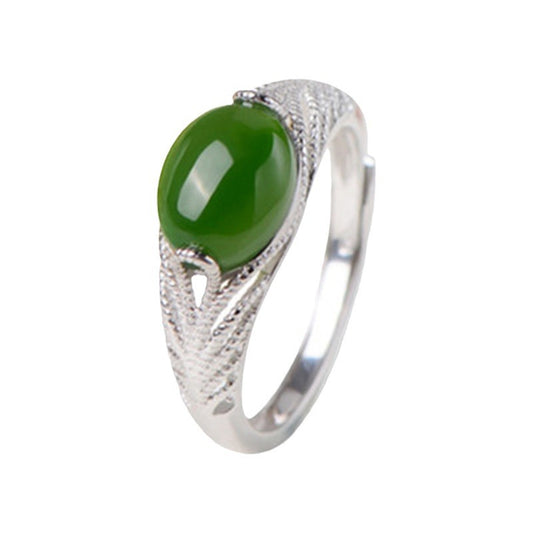 Women's Imitation Jade Ruby Emerald Open Hipster Ring