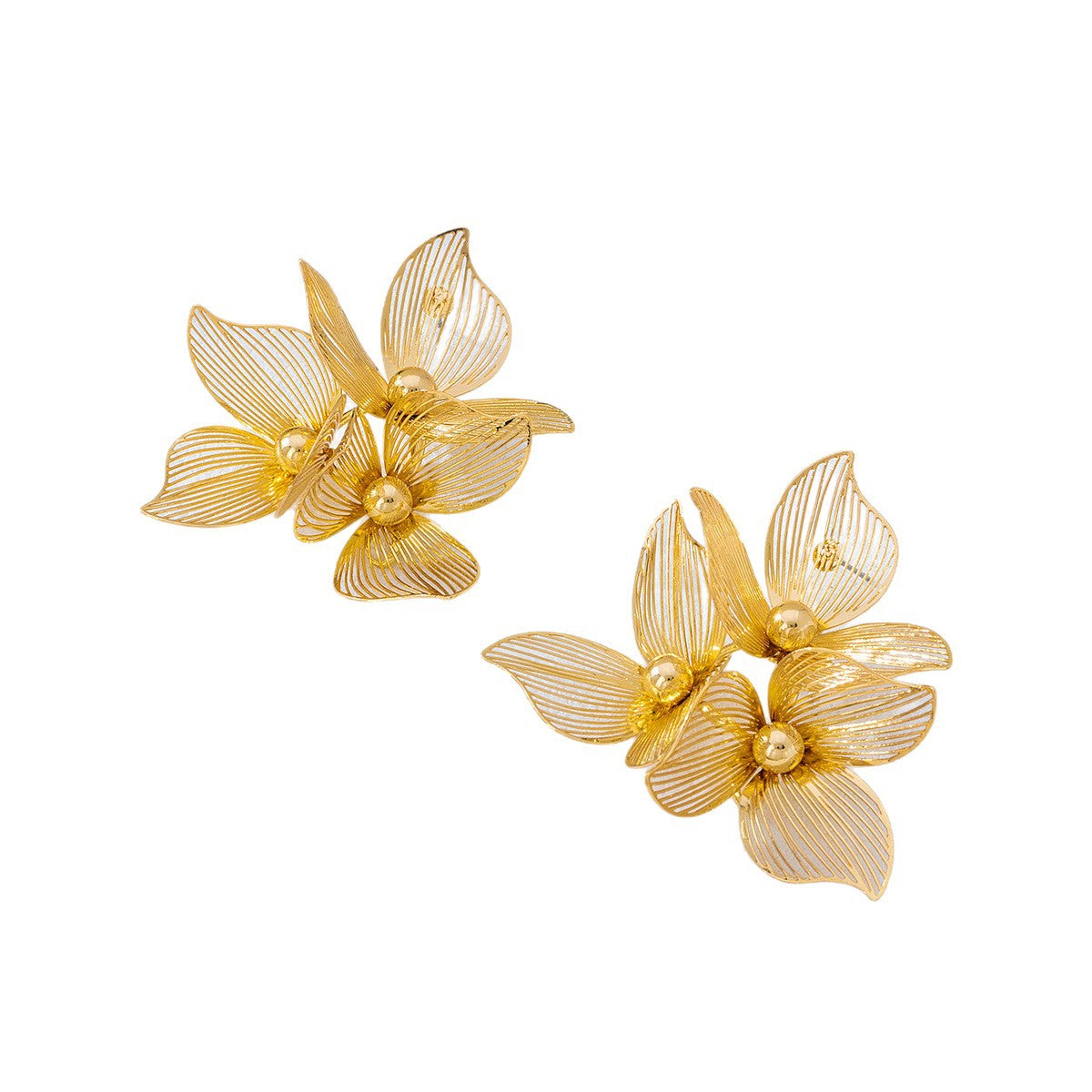 Metal Flower Exaggerated Special Interest Light Luxury Earrings