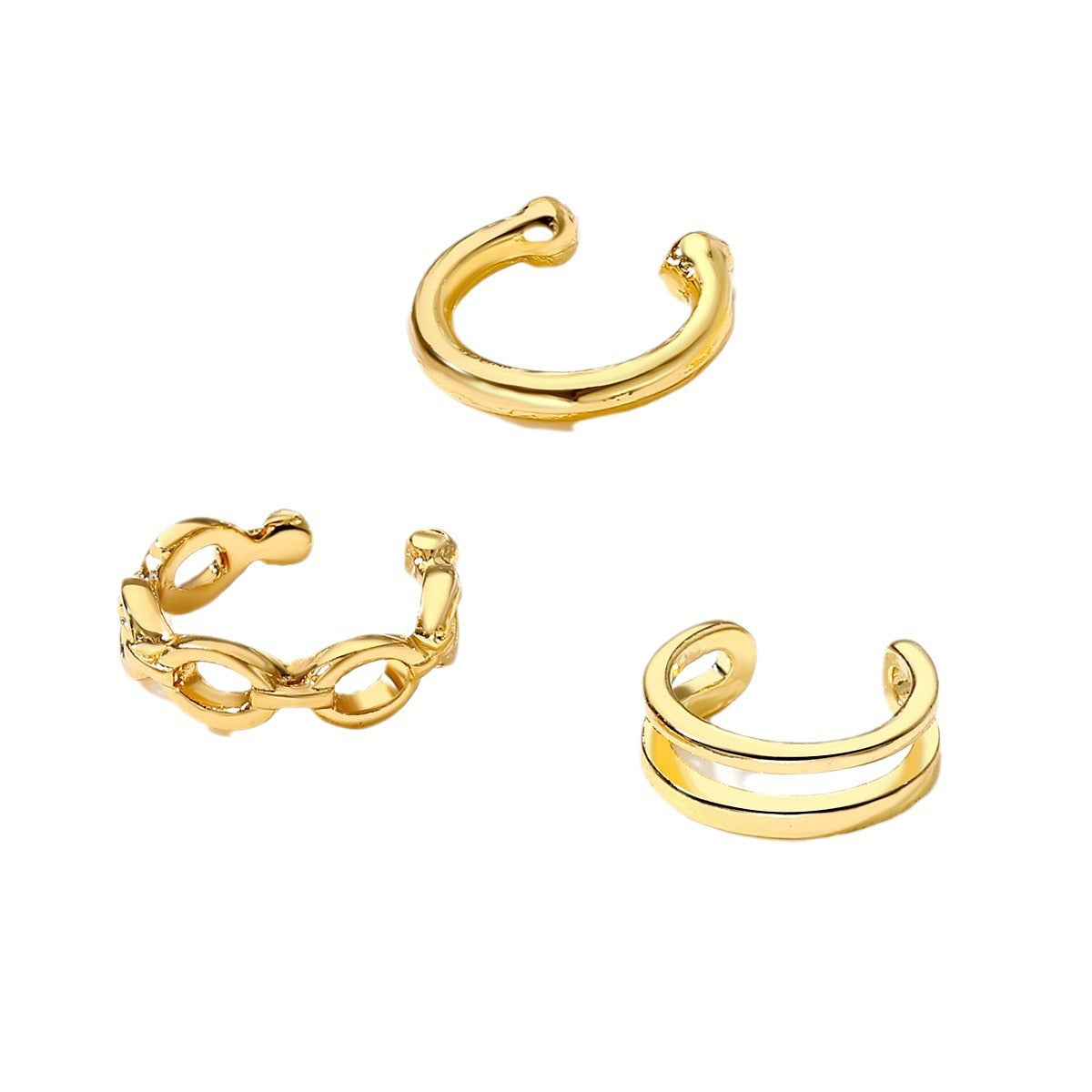 Rhinestone Butterfly Hollow Cartilage Fashion Star Moon Integrated Chain Ear Stud Earrings