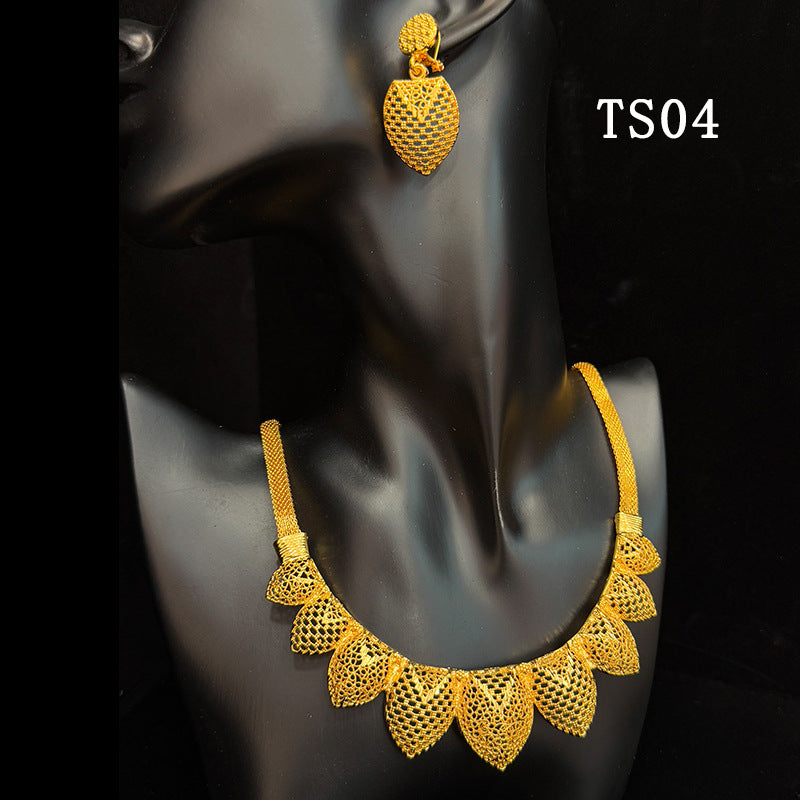 Gold Plated Female Bridal Wedding Imitation Jewelry Set