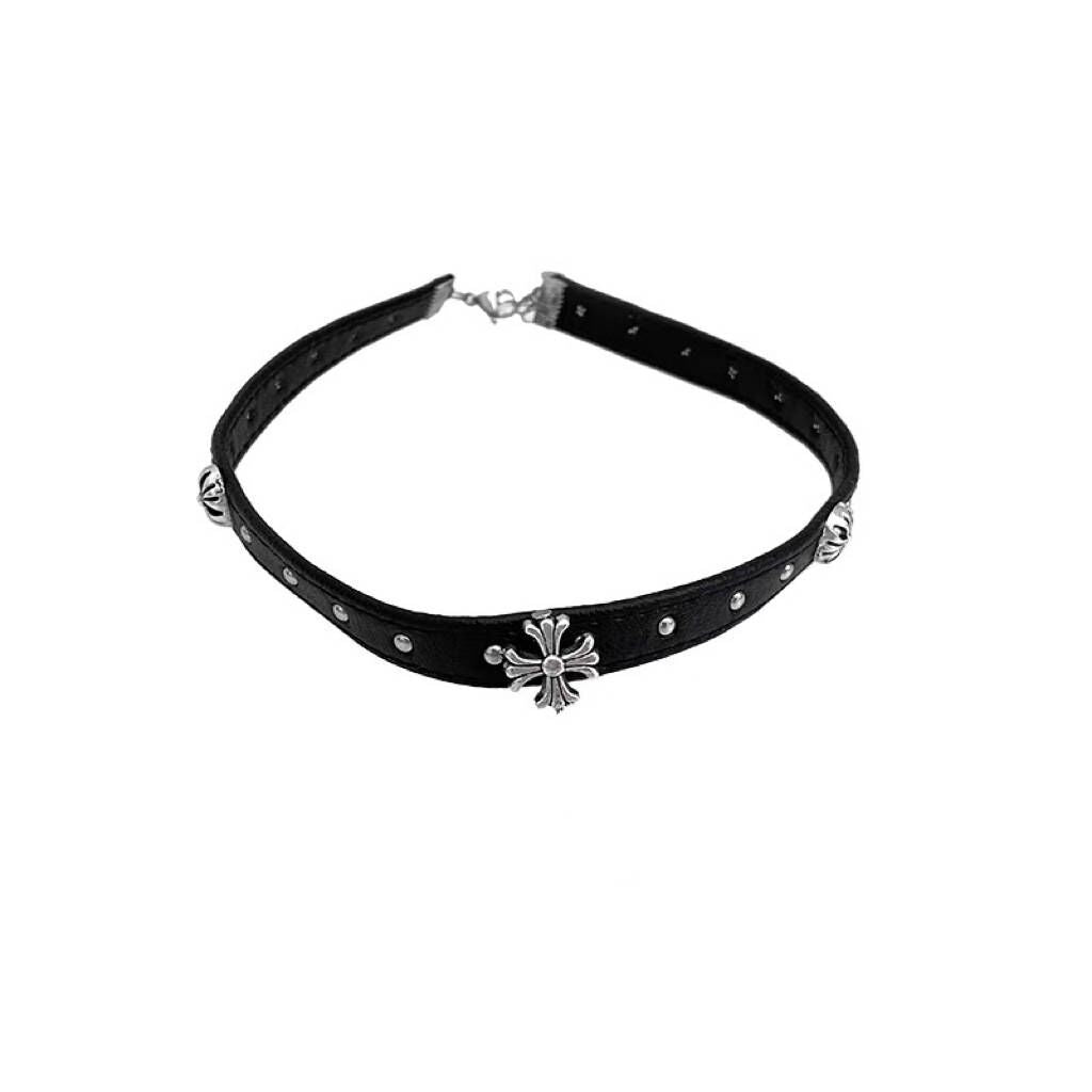 Leather Punk Dark Style Cross Short Collar