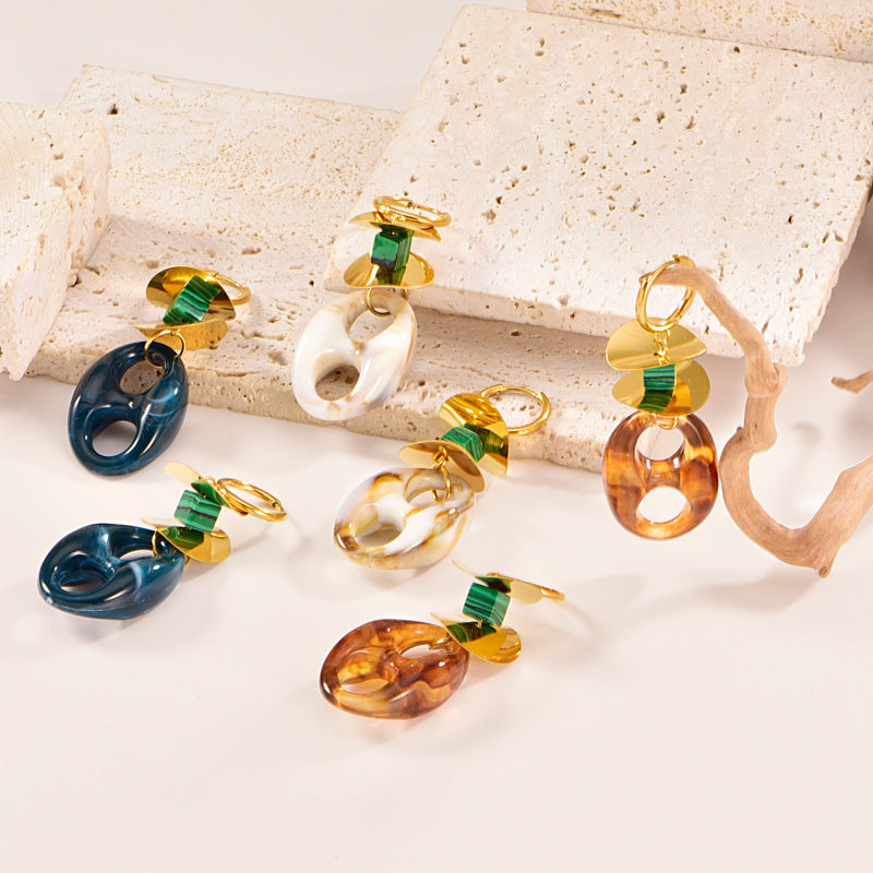 Gold Color Resin Buckle Light Luxury Jewelry Set