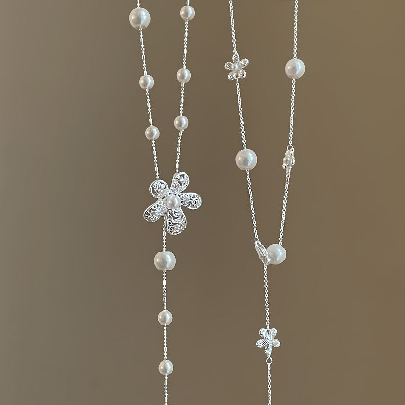 Women's Korean Style Pearl Flower Adjustable Simple Temperament Fashion Necklaces