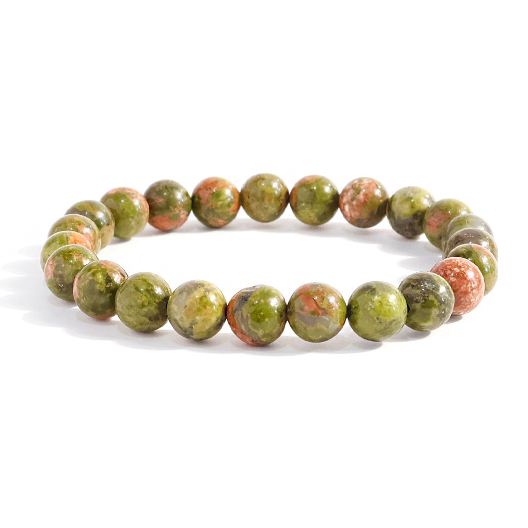 Natural Stone Beaded Stretch Agate Round Beads Turquoise Pink Bracelet