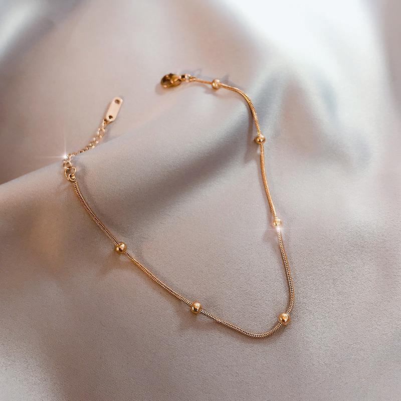 Simple Popular Titanium Steel Female Round Beads Bracelet