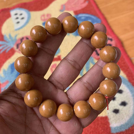 Perfect Circle Light Bead Zi Jin Shu Bodhi Yellow Skin Bracelet