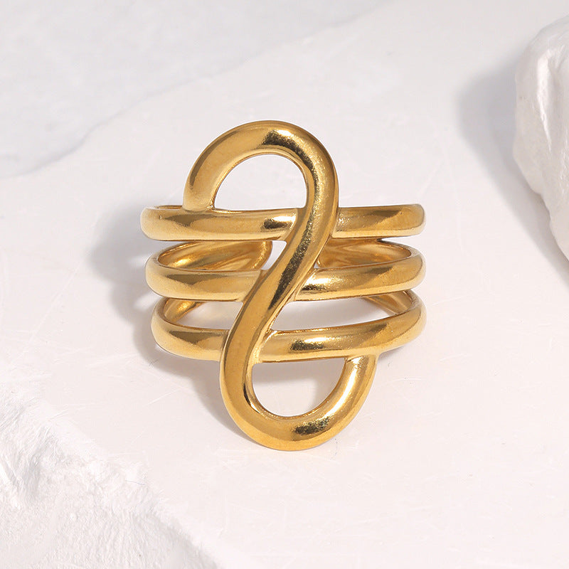 Minimalism Personality Design Stainless Steel Geometric Gold-plated High-grade Open Titanium Ring
