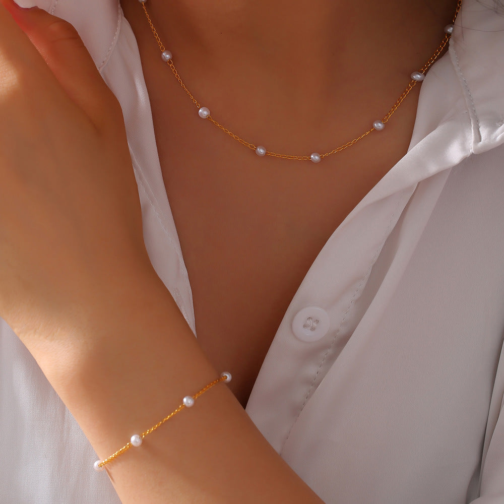 Style Elegant Niche Minimalist Gentle Shell Pearls Jewelry Set