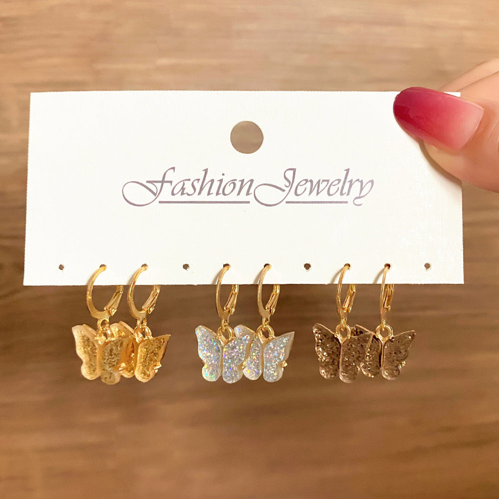 Butterfly Suit Pairs Creative Simple Acrylic Earrings