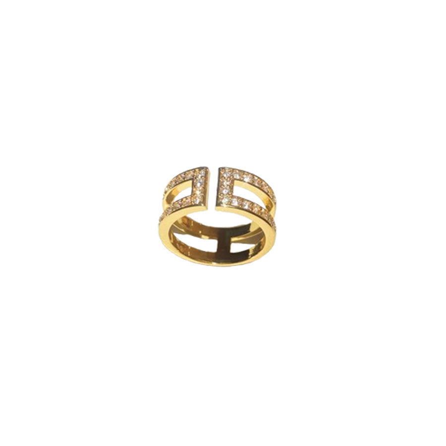 Blue Zircon Cross Open Daily Simple Commute Style Light Luxury Rings